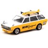 Datsun Bluebird 510 Wagon Yellow and White "MOON Equipped" with Roof Rack and Surfboard 1/64 Diecast Model Car by Tarmac Works - 2 of 3