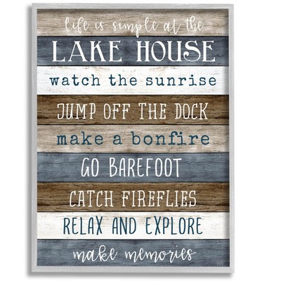 Stupell Industries Life Is Simple Lake House List Framed Giclee Art