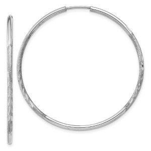 Black Bow Jewelry 1.5mm x 44mm 14k White Gold Satin Diamond-Cut Endless Hoop Earrings - 1 of 4