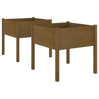 vidaXL Garden Planters 2 pcs Honey Brown 27.6"x27.6"x27.6" Solid Wood Pine