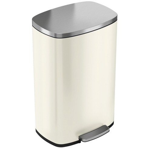 SONGMICS Kitchen Trash Can, 13-Gallon Stainless Steel Garbage Can, with Stay-Open Lid and Step-On Pedal, Soft Closure, Tall, Large and Space-Saving