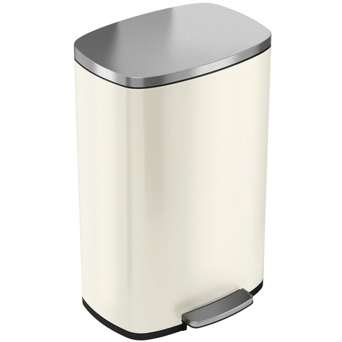 Itouchless Softstep Step Pedal Kitchen Trash Can With Absorbx Odor Filter  13.2 Gallon White Stainless Steel : Target