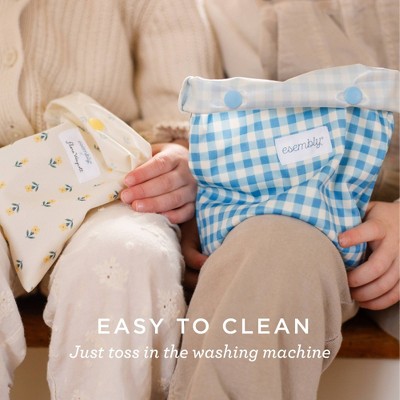 Esembly Snack + Sammy Pouches - Waterproof Reusable Food Storage Bags - Buds/Gingham