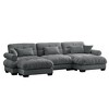 Aukfa Grey Velvet Large Sofa with Bolster Armrests, Waist & Throw Pillows – Modern Couch for Living Room, Bedroom or Office - 3 of 4