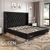 Bed Frame Upholstered Bed Wingback Headboard Velvet Tufted Diamond Button - 2 of 4