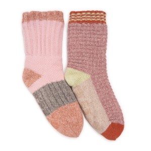 MUK LUKS Women's Color Blocked Sweater Cabin Socks 2 Pair Pack - 1 of 3