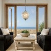 ALOADECOR Vintage Mid Century Natural Capiz Seashells Chandelier in Antique Brass Globe Lantern Shells Pendant Light for Living Room - 2 of 4