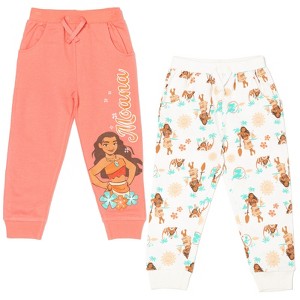Disney Princess Moana Belle Rapunzel Jasmine Ariel Cinderella Girls 2 Pack Pants Little Kid to Big Kid - 1 of 4