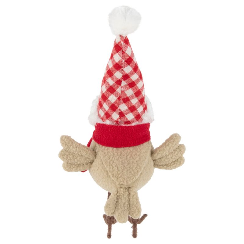 Northlight 10" Beige Standing Bird with Red Scarf and Plaid Hat Christmas Figure, 4 of 5