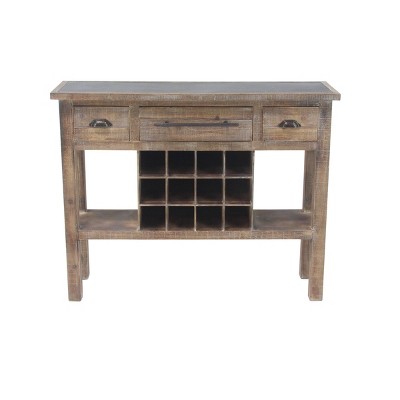 Farmhouse Wooden Wine Console with Drawers Brown - Olivia & May