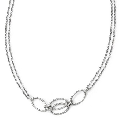 Black Bow Jewelry 14k White Gold Polished Double Strand Link Necklace, 17.5 Inch