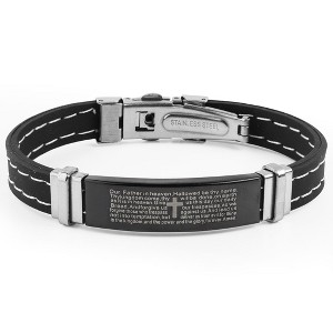 West Coast Jewelry Men's Lord's Prayer ID Plate Rubber Bracelet - 1 of 4