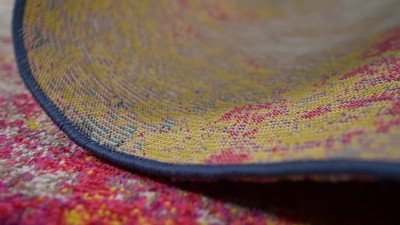 Contemporary Yellow Multicolor Abstract Synthetic Area Rug