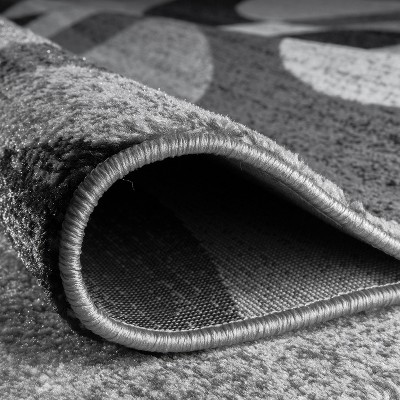 Contemporary Modern Circles 8x10 Dark Grey Polypropylene Area Rug