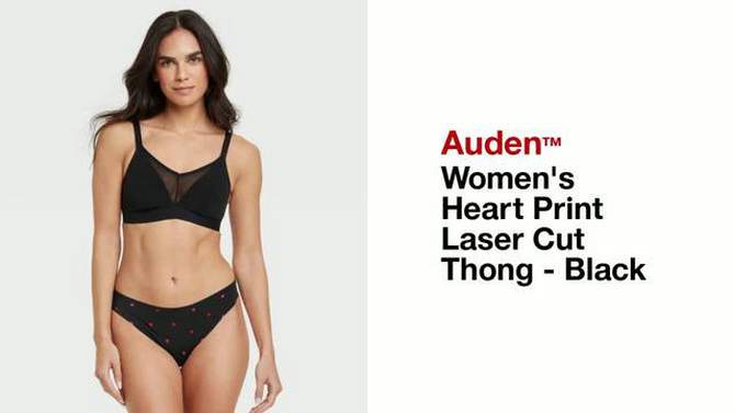Women's Heart Print Laser Cut Thong - Auden™ Black, 2 of 6, play video