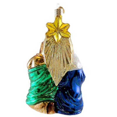 Hand-Painted Glass Nativity Scene Tree Topper Ornament