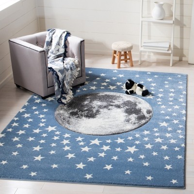 Gray Round Non-slip Synthetic Kids Area Rug, 47-inch