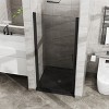 VYNXARIA 34"x 72" Pivot Shower Door Combo w/ 35.4" Black Acrylic Shower Base, Black Aluminum Finish, Semi-Frameless Tempered Clear Glass Design - 4 of 4
