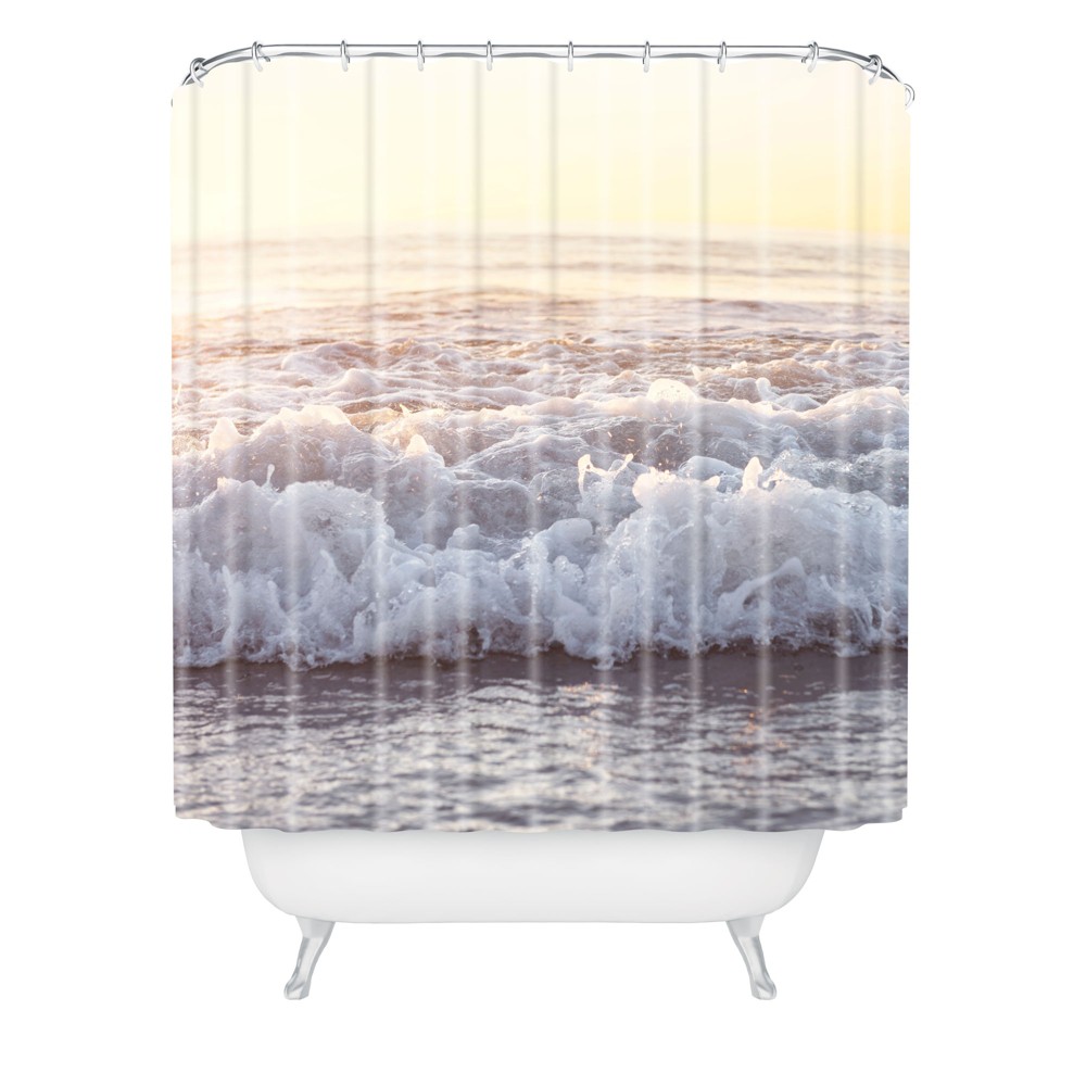 Photos - Shower Curtain Deny Designs Beach Splash  White : Microfiber, Machine Washable, Non-Slip Backing