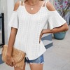 Womens Cold Shoulder Top Basic T Shirts 3/4 Sleeve Casual Blouse Tshirts - 2 of 4