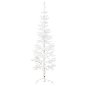 Aghana Digitals 180cm Slim White Semi-Round Artificial Half Christmas Tree with 246 PVC Tips, Steel - 1 of 4