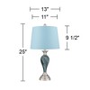 Regency Hill Arden 25" High Twist Modern Coastal Table Lamps Set of 2 Green-Blue Glass Hardback Shade Living Room Bedroom Bedside Nightstand House - 4 of 4