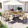 FURNIinspire Dining Sets, Modern Mid-Century Dining Table with 6 Upholstered Chairs for Dining Room Kitchen Apartment, Beige, 28"*26.25"*22.5" - 2 of 4