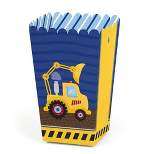 Big Dot of Happiness Construction Truck - Baby Shower or Birthday Party Favor Popcorn Treat Boxes - Set of 12