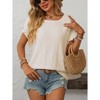 Womens Summer Ruffle Short Sleeve Round Neck Shirts Casual Loose Fitting Hollow Out Top - 4 of 4