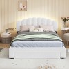 Queen Size Upholstered Teddy Fleece Platform Bed with USB Ports and Drawer-ModernLuxe - image 2 of 4