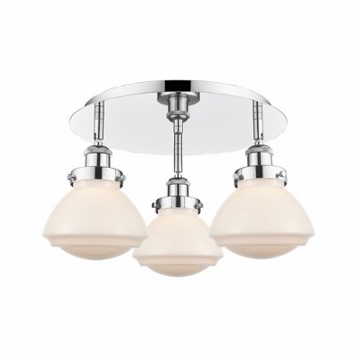 Olean - 3 Light Flush Mount In Art Deco Style-8 Inches Tall and 18.25 Inches Wide