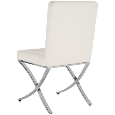 Walsh White Tufted Faux Leather Side Chair with Chrome Legs