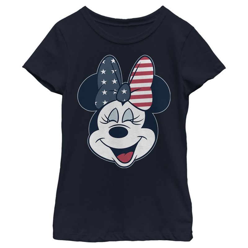 Girl's Disney Minnie Mouse American Bow T-Shirt, 1 of 5