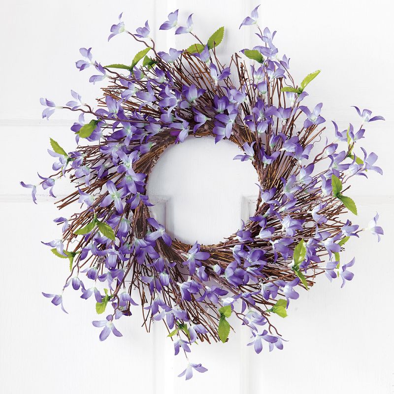 Collections Etc Spring Floral Forsythia Twig Wreath, 1 of 5