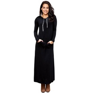 Coolmee Women Casual V Neck Long Sleeve Slim Hoodie Pocket Sweater Maxi Dress - 1 of 3
