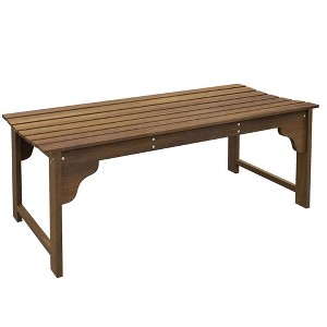Resenkos Garden Bench, Patio Bench,Slatted Wooden Garden Bench, Curved Seat Front Porch Bench, Teak - 1 of 4