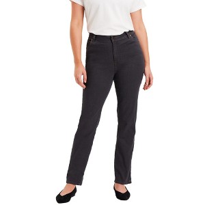 June + Vie by Roaman's Women's Plus Size June Fit Straight-Leg Jeans - 1 of 4