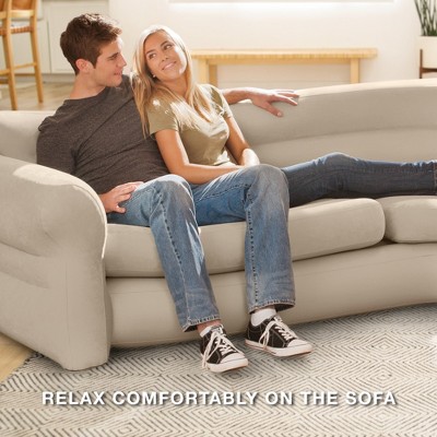 Beige Inflatable L-Shaped Sectional Sofa with Storage