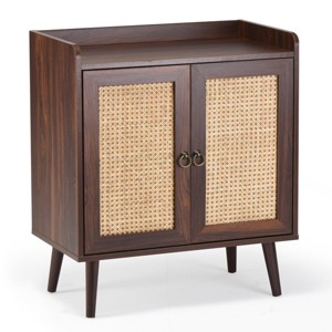 GlasFlength Kitchen Storage Accent Kitchen Cabinet Storage Cabinet Morden Sideboard Cabinet 2 Doors for Dining Room, Brown, 15"*26.4"*30" - 1 of 4
