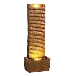 Teamson Home 38" Metal Fiberglass and Polyresin Cascading Ridged Water Fountain Brown - 1 of 4