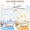 52 Inch Flush Mount & 3 Downrods Ceiling Fans with Lights and Remote Low Profile Ceiling Fan Reversible DC Motor for Bedroom Living Room Patio - 3 of 4