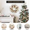 24 Inch Snow-Frosted Pre-Lit Christmas Wreath, 20 LED Lights, Berries and Pine Cones, 8 Lighting Modes, Easy Storage Garland for Door, Fireplace - 2 of 4