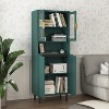 KWPZQEB 4-Tier Storage Cabinet, Storage Bookcase with Glass Door and Adjustable Shelves, Farmhouse Display Cabinet for Home & Office - 2 of 4