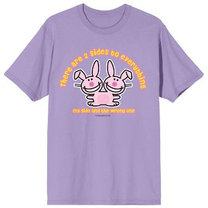 It's Happy Bunny Two Sides Crew Neck Short Sleeve Purple Haze Women's T-shirt - 1 of 3