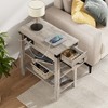 End Table with Charging Station, 3-Tier Narrow Side Table with Drawer and Storage End Table Wood Farmhouse Bed Side - 2 of 4