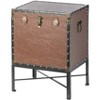 Vintiquewise Faux Leather Trimmed Lockable Square Lined Storage Trunk, End Table on Metal Stand - 3 of 4