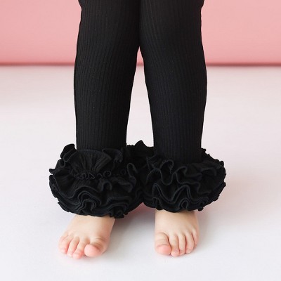 Girls Black Rib Cha-cha Leggings - Posh Peanut