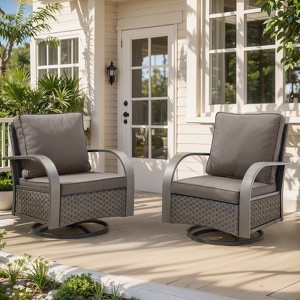 Outdoor Swivel Chair Patio Glider Chair with High Back Chair Set of 2 - 1 of 4