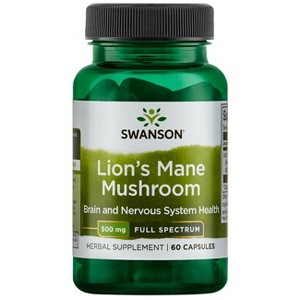 Swanson Full Spectrum Lion's Mane Mushroom, Supports Mental & Overall Health, 500 mg (60 Capsules). - 1 of 4