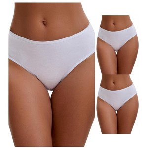 INSPIRE CHIC Plus Size for Women's Cotton Mid-Waisted Briefs Full Coverage Comfortable Underwear 3 Packs - 1 of 4